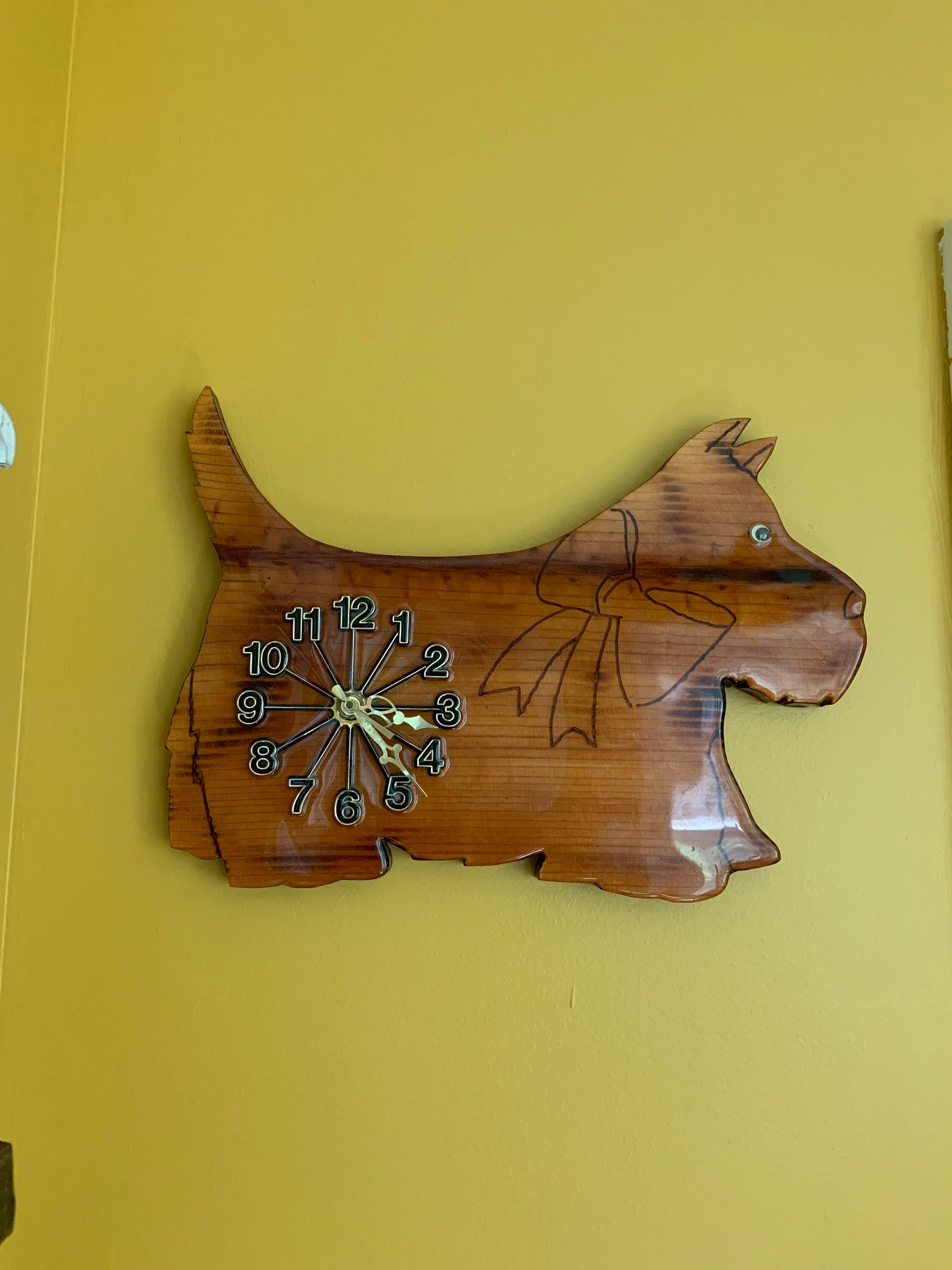 Vintage Dog Wall ClockMid Century Wood Brass ClockHandmade Etsy