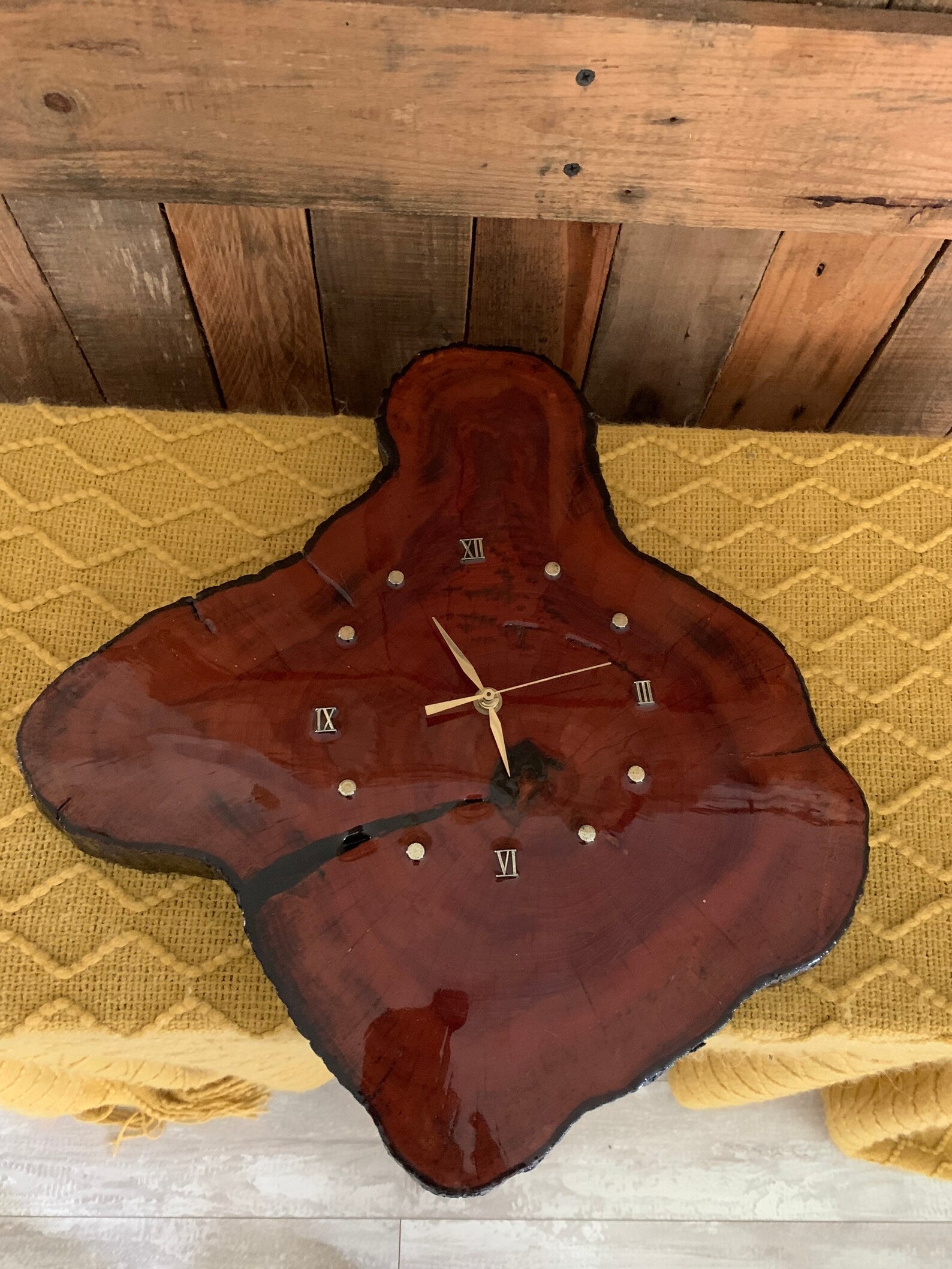 Vintage Cypress ClockLive Edge ClockWood Wall ClockMid Etsy