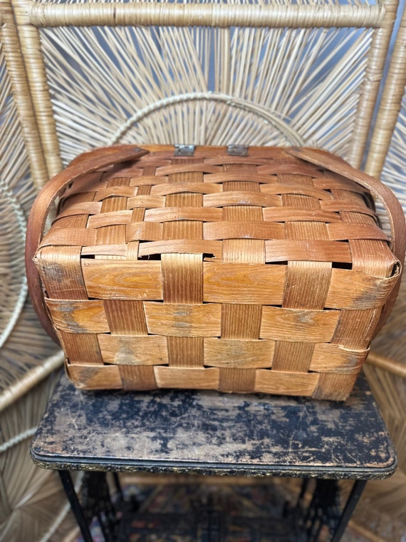 Vintage Wov-N-Wood by Jerywil Picnic Basket Set-R… - image 8
