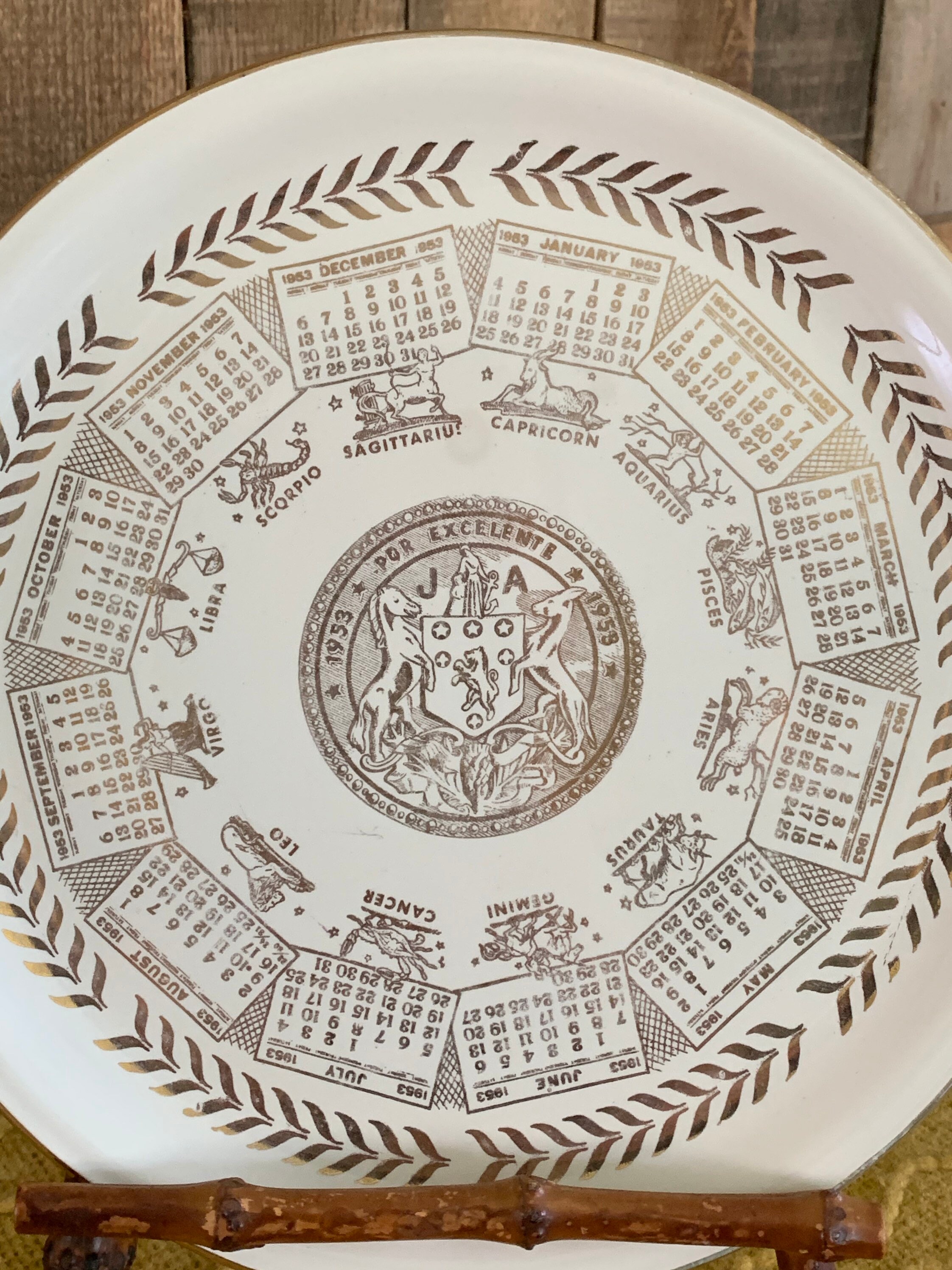 1953 Zodiac Calendar Collectible Plate vintage Calendar Etsy