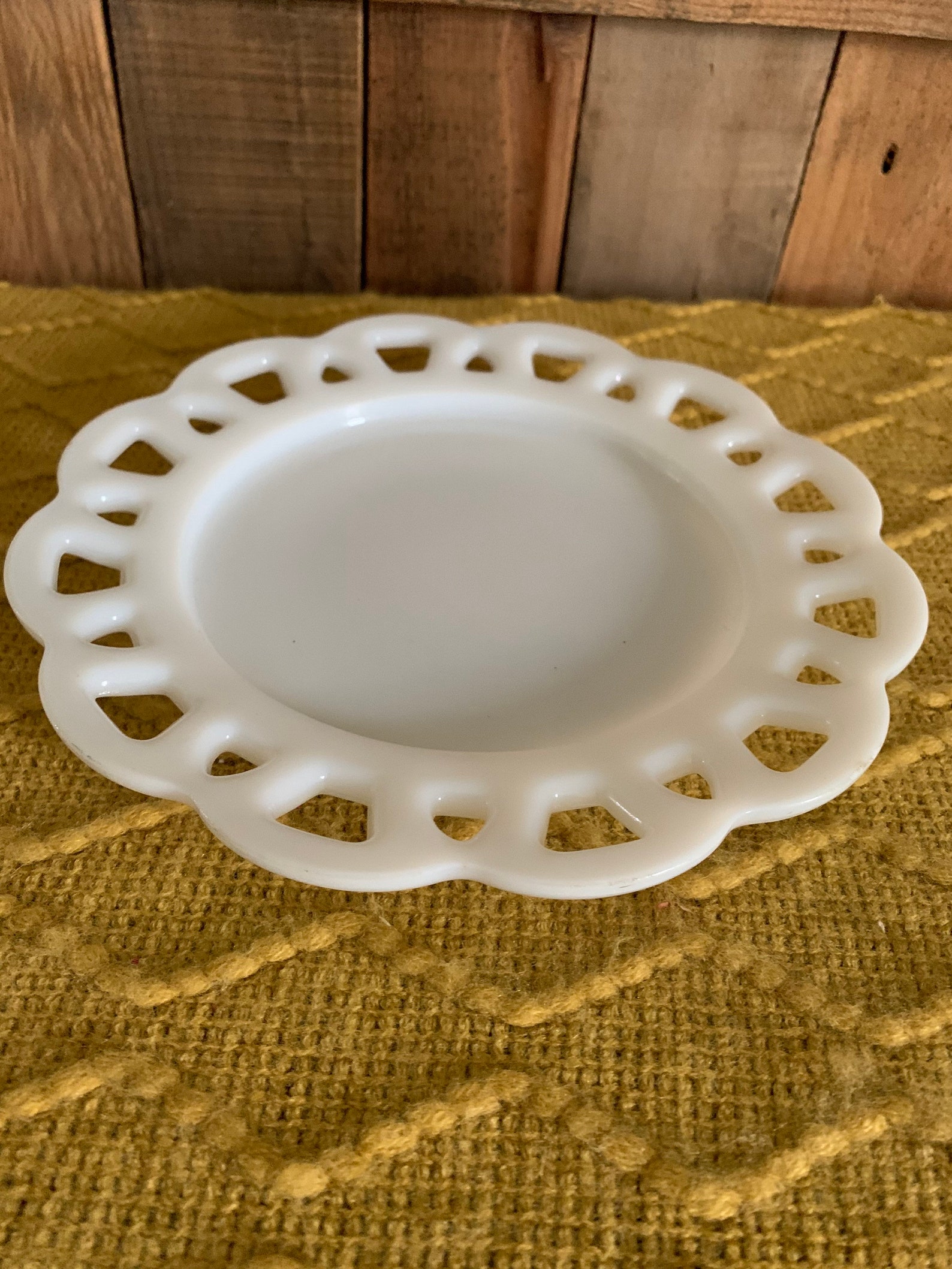 Vintage 8 1/2 White Lace Milk Glass PlateHazel Atlas Lunch Etsy