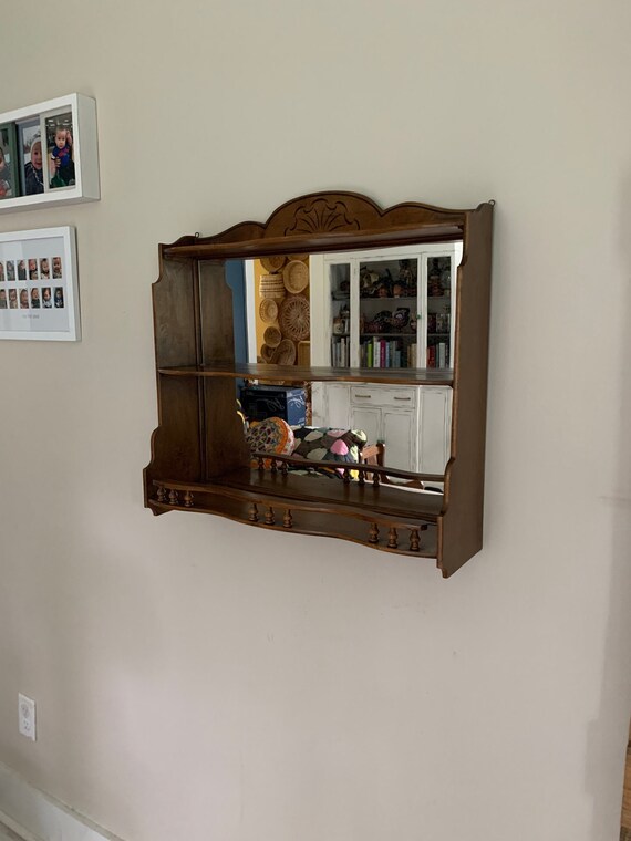 Mid Century Wood Mirror ShelfVintage Wood Mirror with Etsy