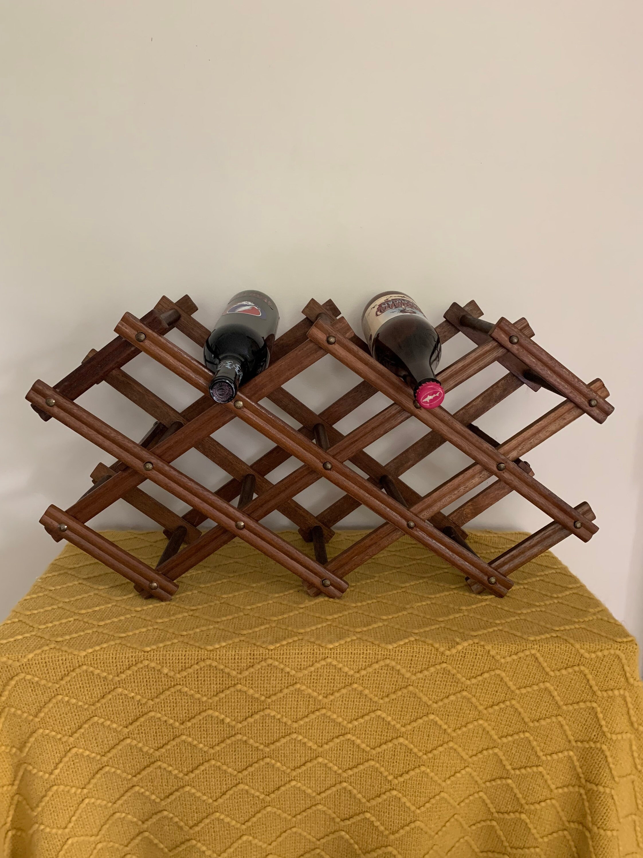 Vintage Large Wood Accordion Wine RackCollapsible Wine Etsy