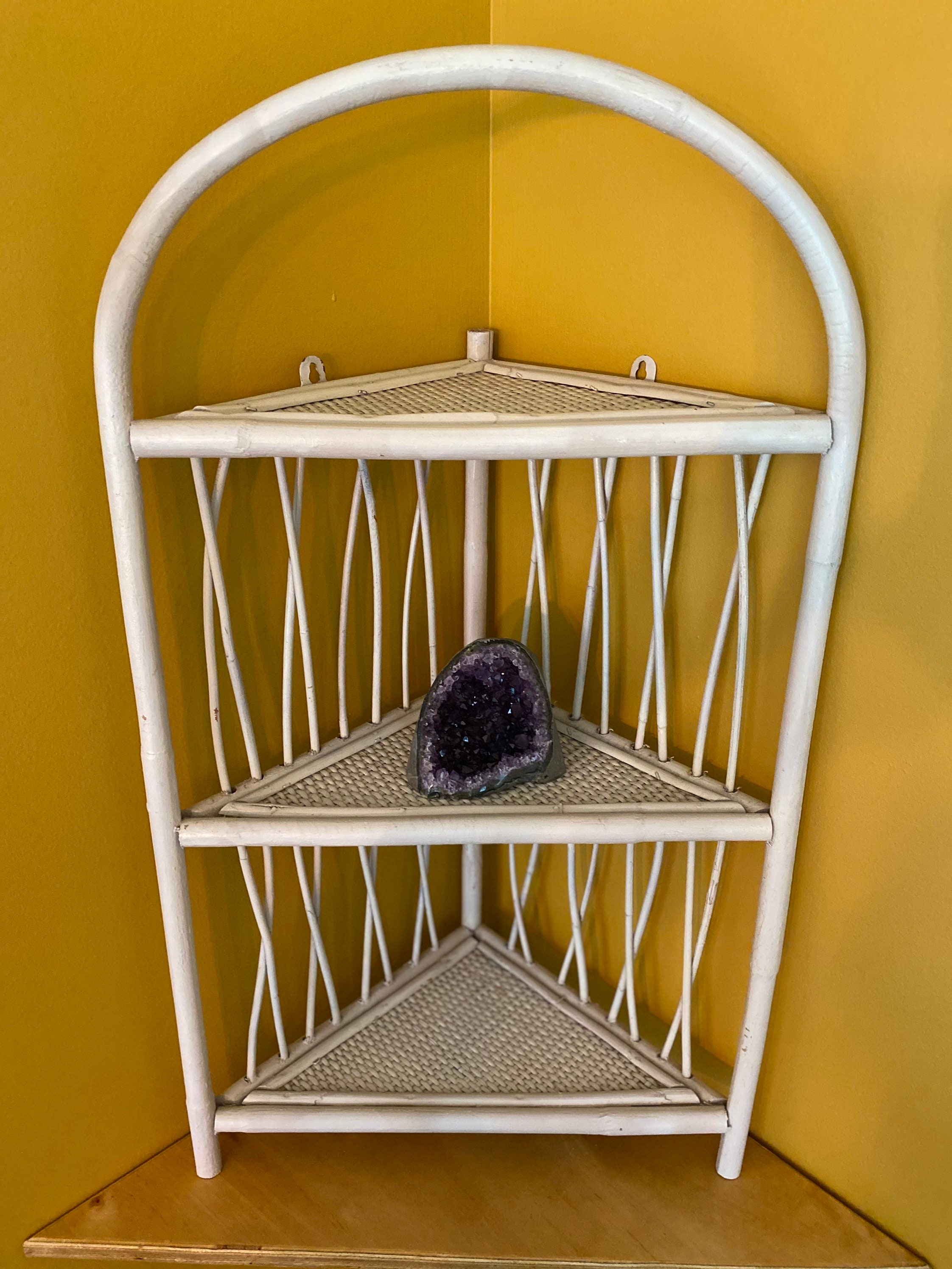 Vintage Wicker Rattan Corner ShelfMid Century Corner Etsy