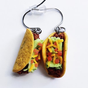 Realistic Taco Earrings, Cute Handmade Food Jewelry/ Single Charm on Lobster Clasp