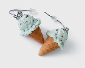 Mint Chocolate Chip Ice Cream Earrings
