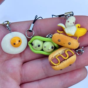Kawaii Clay Phone Charms - Cute foodie friendship charms - Knitting Progress Keeper Charms