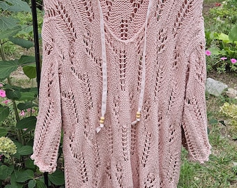 Lace Knit Hoodie Pattern: Women's Tunic Sweater (PDF Pattern)