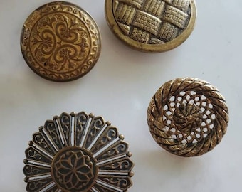 Vintage Brass Buttons Mid-Century Modern Buttons Jacket Buttons Coat Pierced Buttons Gift for Collector Sustainable Sewing Supplies Jewelry