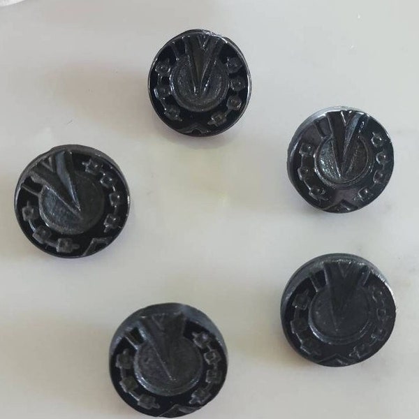 Antique Black Glass Buttons Victorian Buttons Reenactment Lot of 5 19th Century Buttons Jacket Button Sewing Crafting Sundial Button Vintage