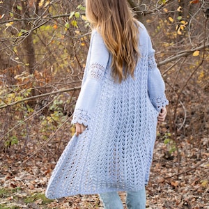 Lace Cardigan Knitting Pattern | Boho Duster Sweater | (PDF Download)
