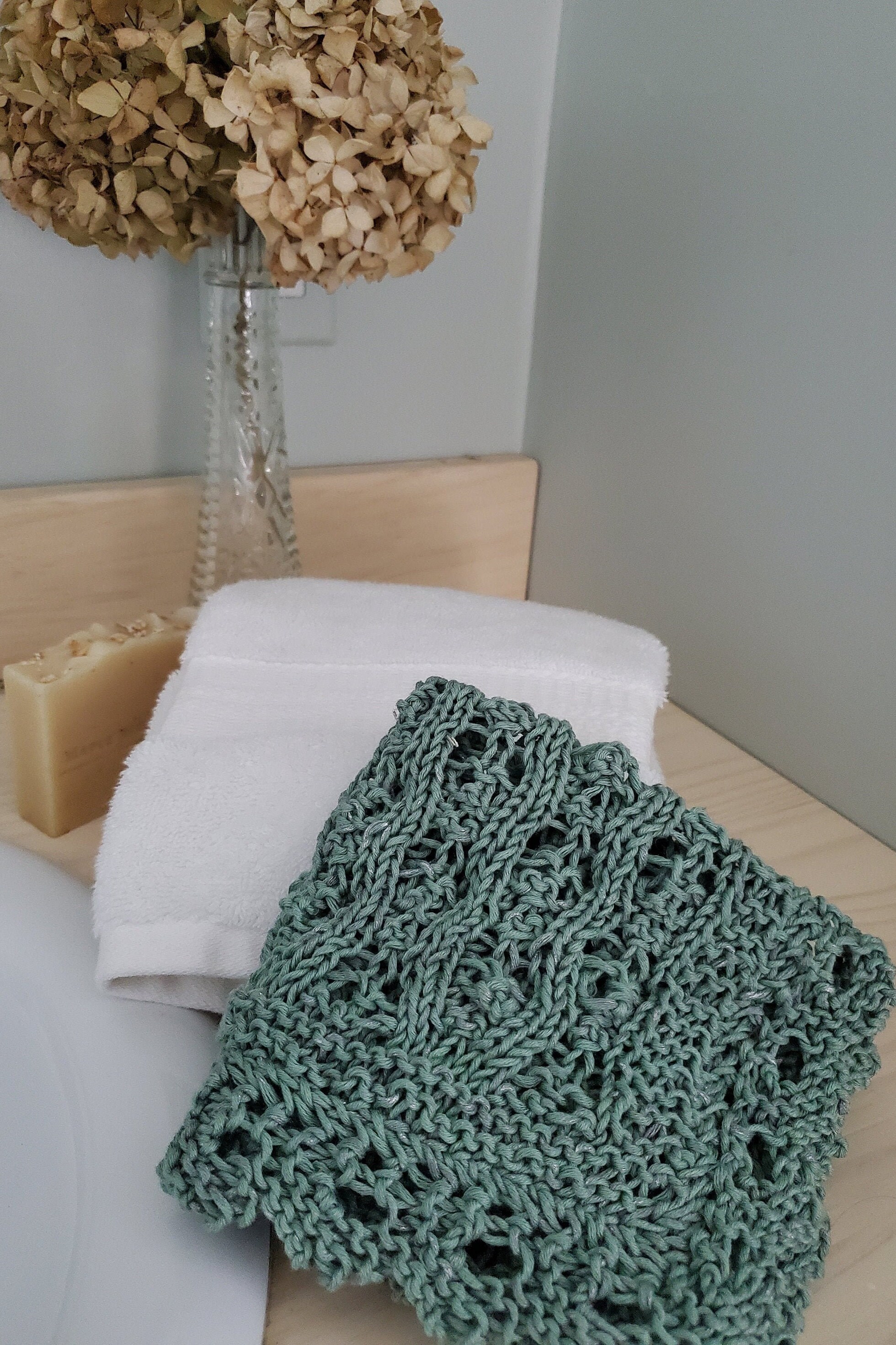 Wash Cloth Knitting Pattern Washcloth Knit Pattern Lace Face Cloth Gift