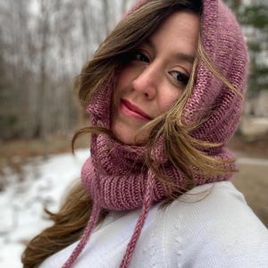 Balaclava knitting pattern for women. Balaclava knitting pattern hood. Hood knitting pattern. Chunky knit hood pattern. Lace knitting pattern. Hat knitting pattern. Pixie hood pattern. Pixie hood winter bonnet. Knitted gifts. Gift for her.