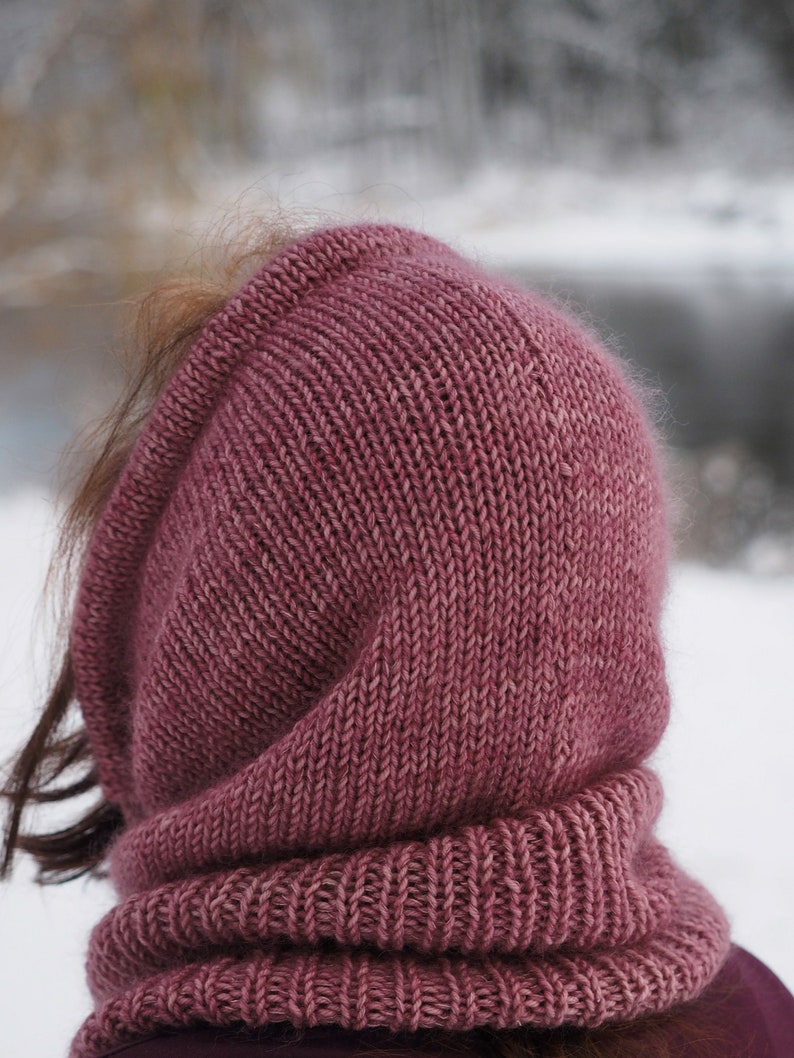 Balaclava knitting pattern for women. Balaclava knitting pattern hood. Hood knitting pattern. Chunky knit hood pattern. Lace knitting pattern. Hat knitting pattern. Pixie hood pattern. Pixie hood winter bonnet. Knitted gifts. Gift for her.