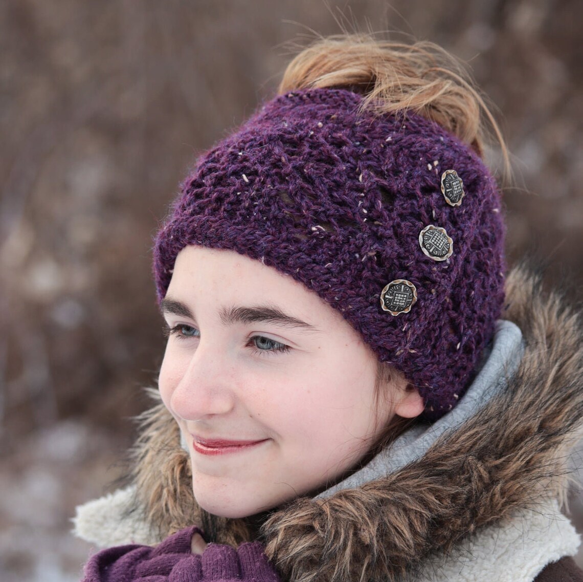Hat Knitting Pattern Hat Knit Pattern Boho Messy Bun Hat Knitting Pattern Womens Hat Pattern
