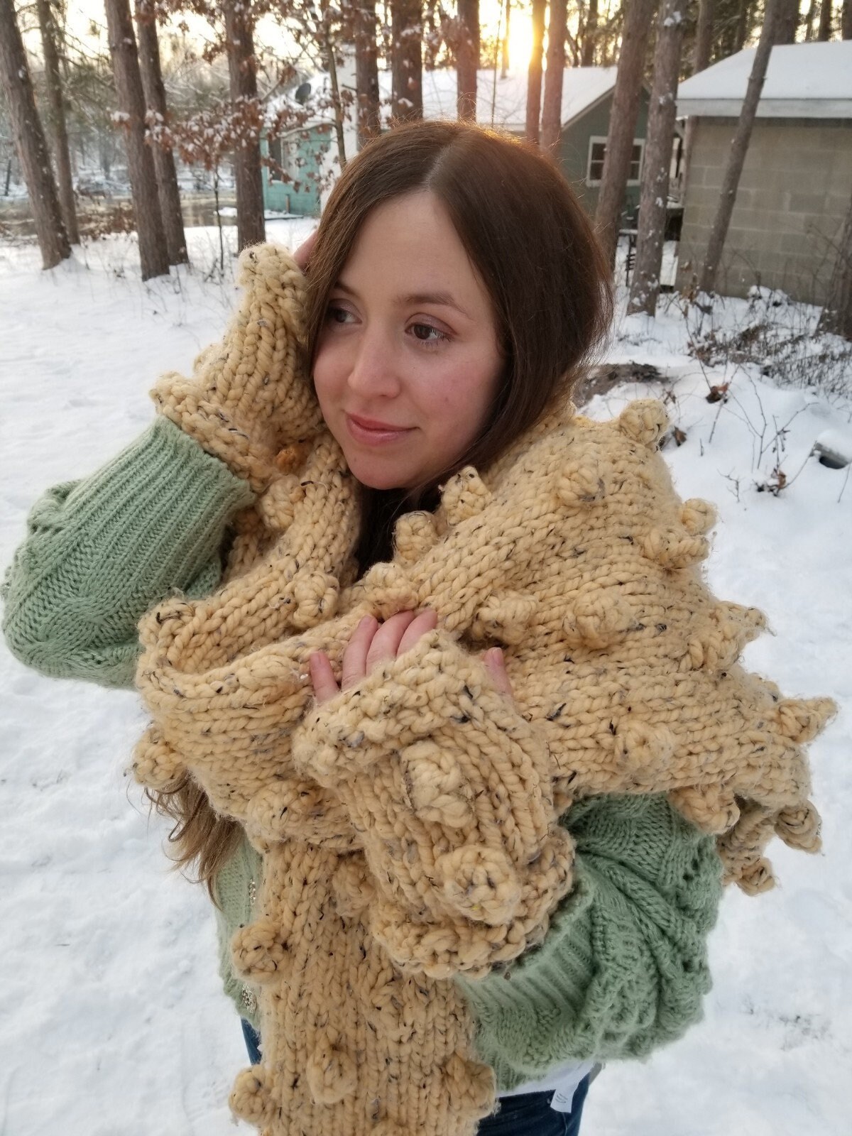 Blanket Scarf Knitting Pattern Oversized Scarf Knitting Pattern Boho