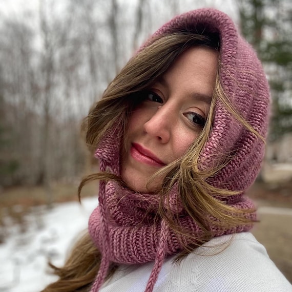 Knit Balaclava Pattern: Hooded Cowl with Drawstring (PDF Pattern)