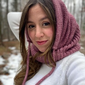 Balaclava knitting pattern for women. Balaclava knitting pattern hood. Hood knitting pattern. Chunky knit hood pattern. Lace knitting pattern. Hat knitting pattern. Pixie hood pattern. Pixie hood winter bonnet. Knitted gifts. Gift for her.