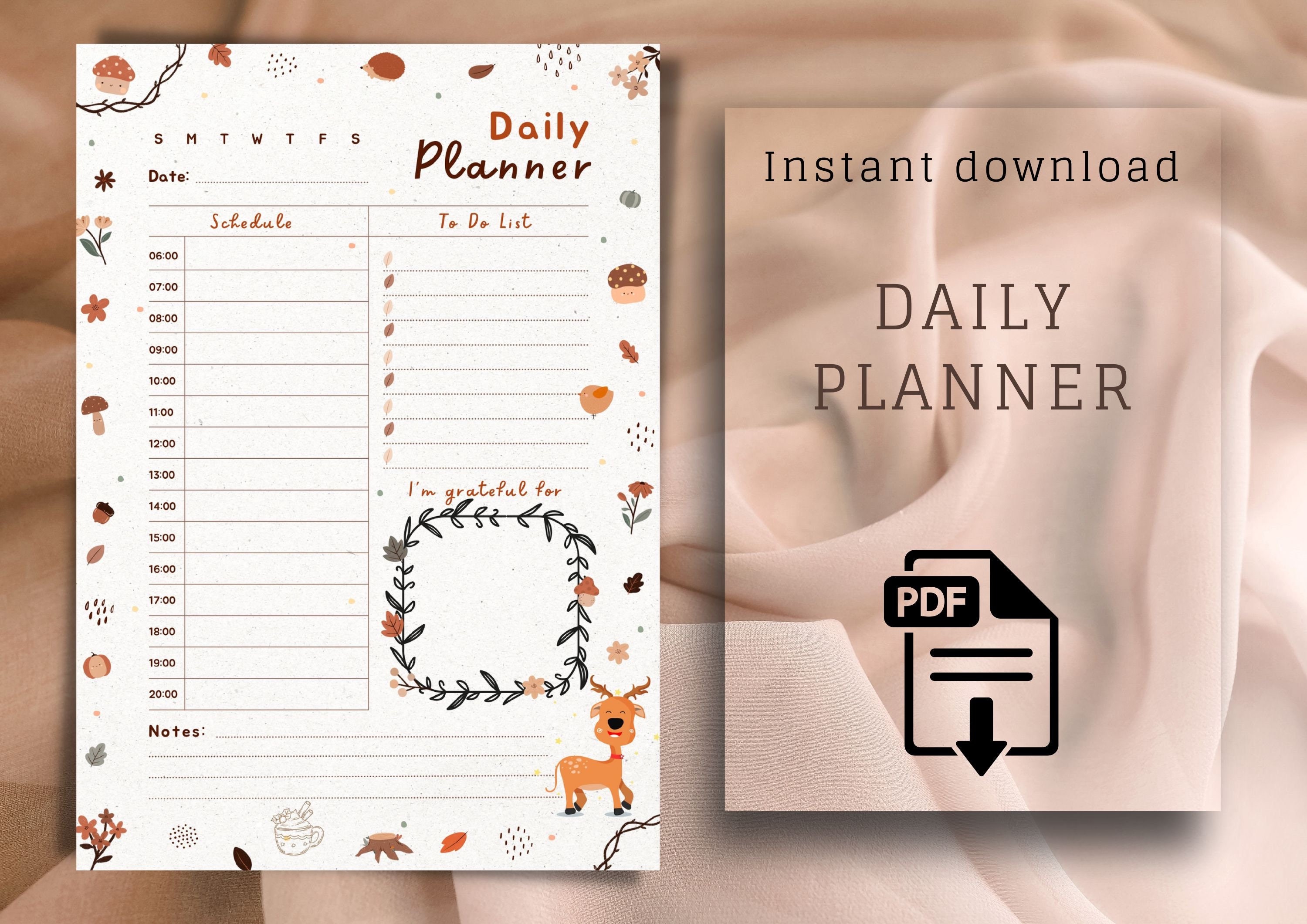 24 Hour Daily Planner Printable, Cozy Planner, A4 PDF Instant Download ...