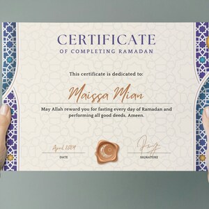 Islamische Zertifikat für den Abschluss des Ramadan, Kids Award für den ersten Ramadan, Zertifikat für das Fasten Ramadan, digitaler Download, PDF zum ausdrucken