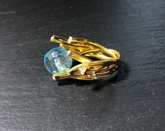 Blue crystal ring