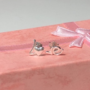 Sterling Silver 925 love stud earrings