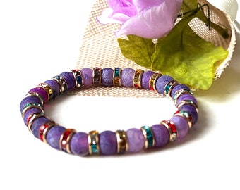 Natural Stone Beaded Unisex Purple Bracelet