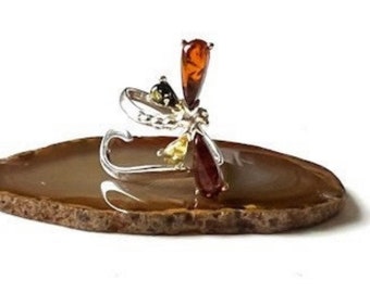 Sterling Silver 925 Ring with amber shape