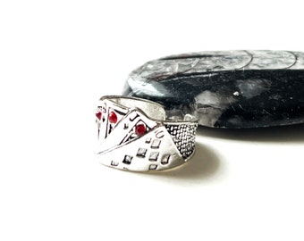 Mazzo di carte placcato argento Anello per Uomo