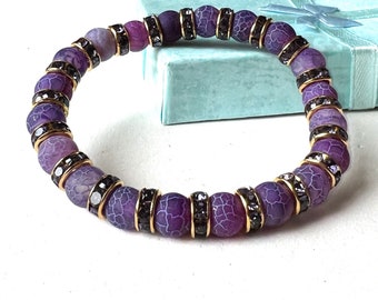 Natural Stone Beaded Unisex Purple Bracelet