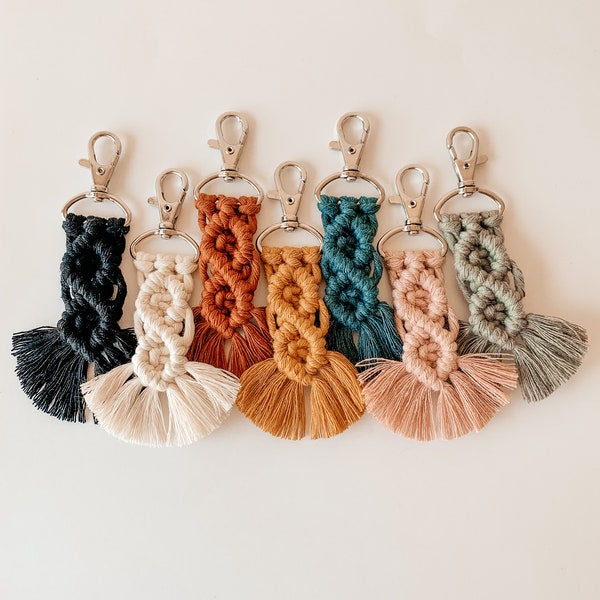 Porte-clés en macramé à franges