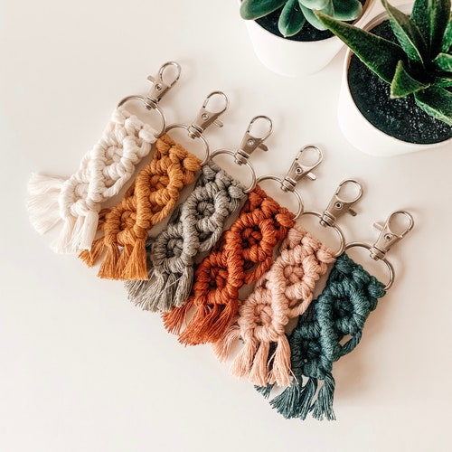 Macrame Bracelet Keychain Macrame Keychain Macrame Etsy
