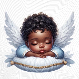Sleeping Angel Baby Boy Clipart,African American Angel Baby Boy Clipart,Angel Boy  Angel Clipart,African American Baby Boy Angel Png Clipart