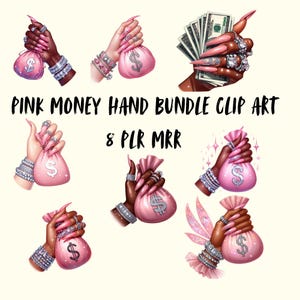 お金を持っている高級女性 PNG バンドル クリップアート お金を持っている悪党のクリップアート バンドル MRR PLR 再封可能なクリップアート お金の積み重ね PNG マニキュア マネー