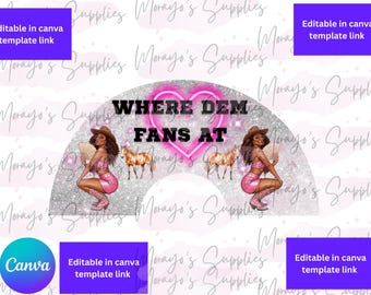 Where them fans at  Clack Fan Template Edit in Canva Clack Melanin cowgirl Girl Fan Template Sublimation Clack Fan Design