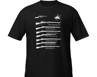 Flintlock Unisex T-shirt met korte mouwen, Musket t-shirt, oude wapens t-shirt, Napoleon geweren t-shirt, muzzleloader pistool shirt