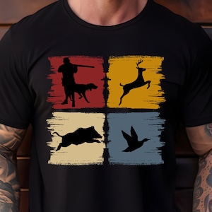 Hunting enthusiast t-shirt, hunter and hunting dog, hunting season, wild boar duck deer hunting, game hunter