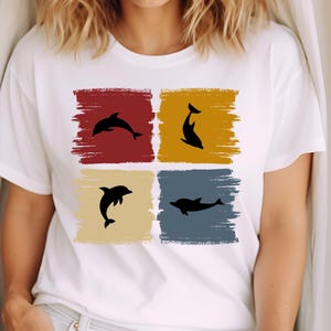 Dolphins silhouettes t-shirt, dolphin defenders gift, t-shirt gift for dolphin lovers, dolphin protectors fans