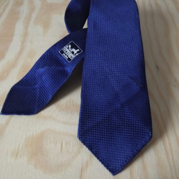 Authentic Vintage Hermes "Blue Silk" tie.