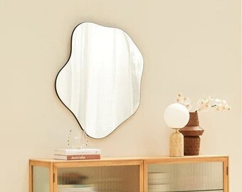 Irregular Bathroom Mirror Entryway Shaped Mirror Asymmetrical Console Mirror Wavy Mirror Wall Art Decor Curved Makeup Mirror