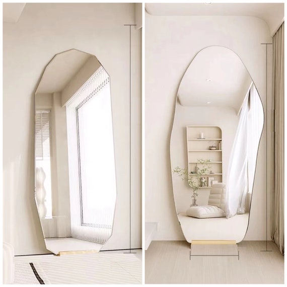 Specchio a figura intera da 66x29 pollici Specchio da pavimento asimmetrico  Specchio alto di forma irregolare Specchio decorativo senza cornice -   Italia