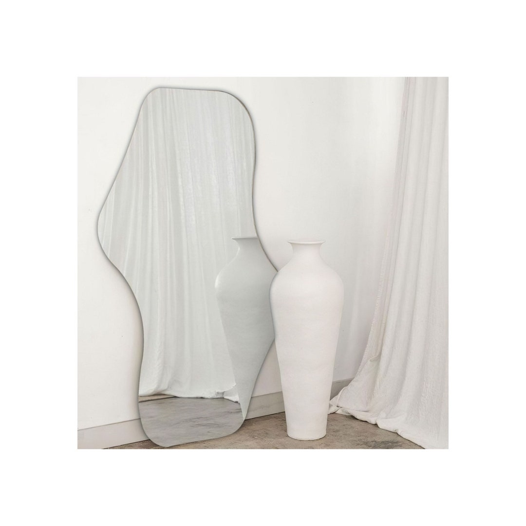 Wavy Full Length Bathroom Mirror, Irregluar Floor Mirror, Asymmetrical