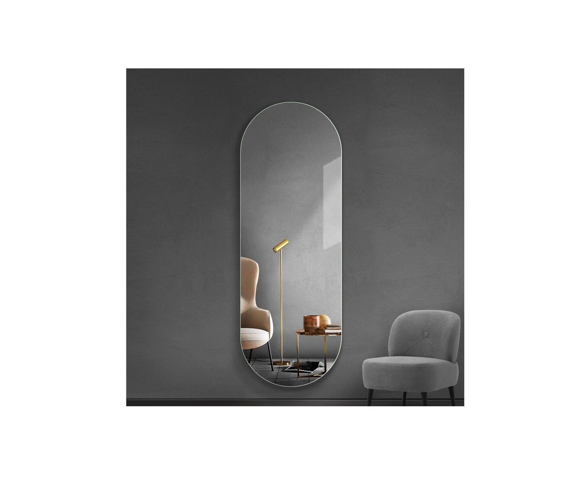 Miroir Décoratif Decormat 50x100cm - Forme Organique Asymétrique - Pour Salle De Bain Ou Salon - Montage Inclus