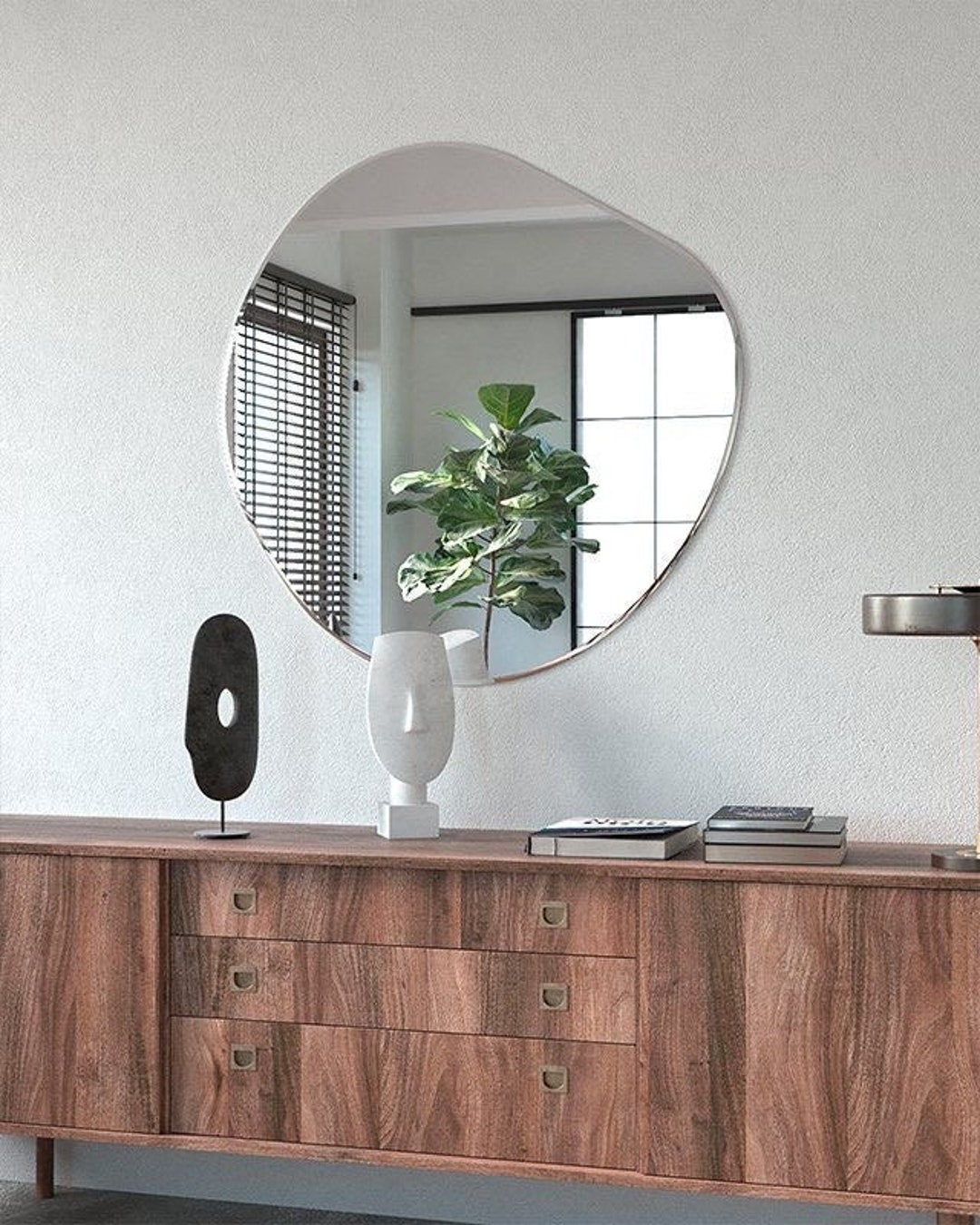 Asymmetrical Round Mirror, Irregular Circle Mirror, Oval Mirror Wall ...