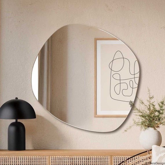 Irregular Mirror Asymmetric Tall Mirror Decorative Handmade Design  Aesthetic Wall Hanging or Tabletop Unique Minimalist Wall Decor 