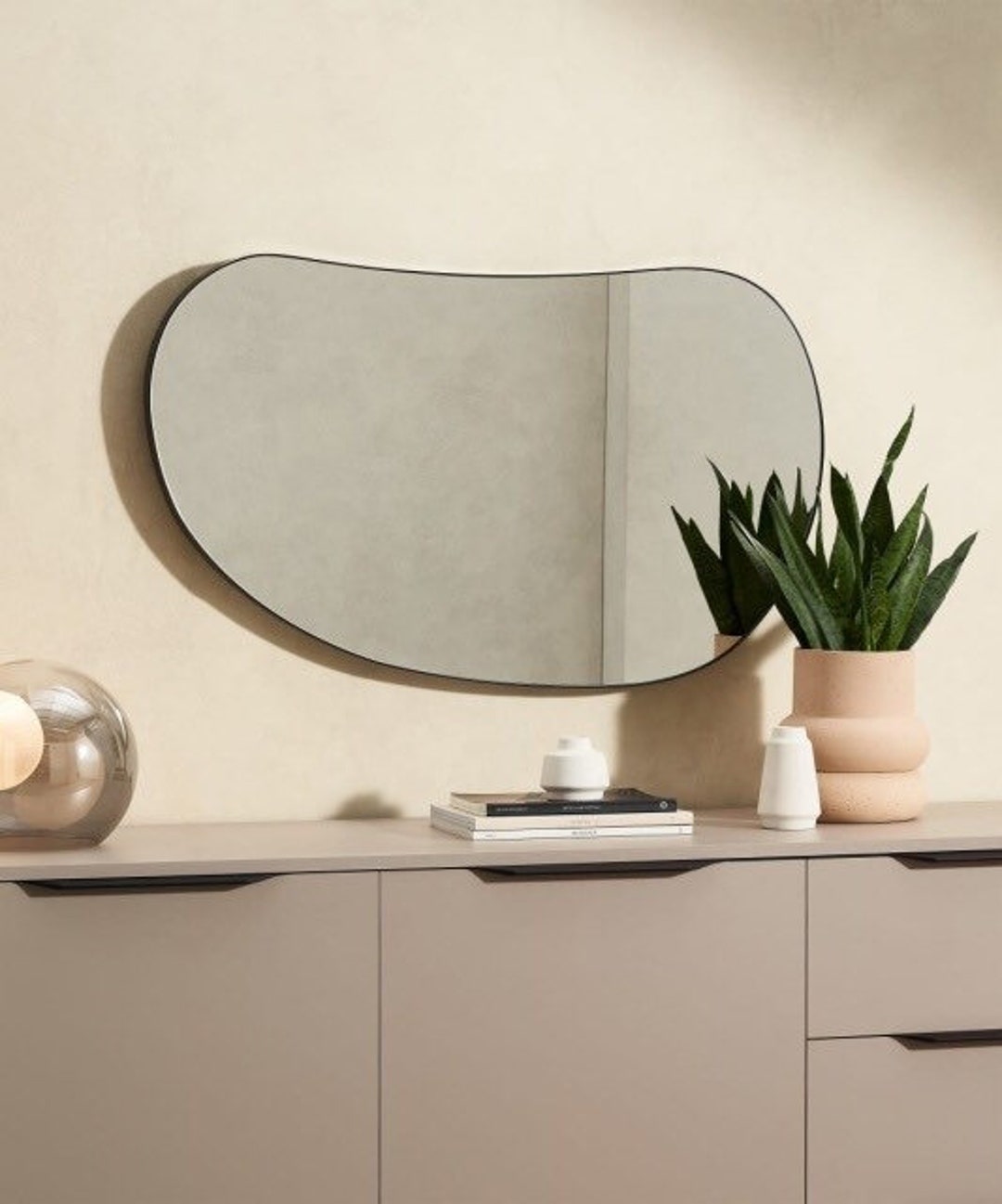 Irregular Pebble Mirror Asymmetric Mirror Design Decorative Aesthetic Wall  Hanging Handmade Minimalist Wall Decor 