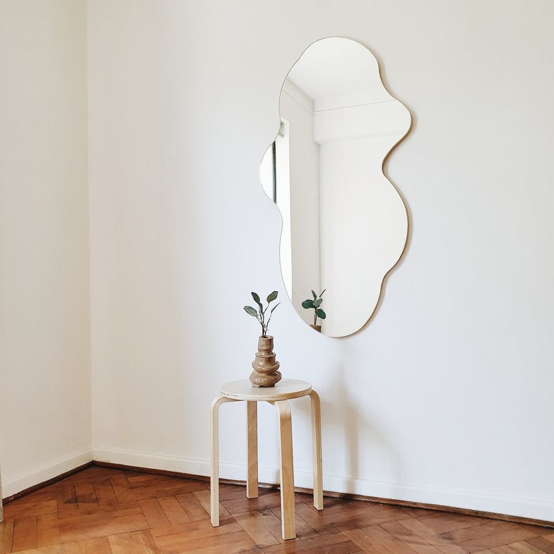 Asymmetric Mirror Irregular Curved Mirror Decorative Aesthetic Etsy