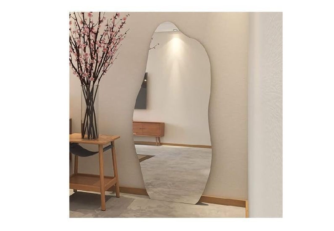 AAZZKANG Schwarzer Spiegel Mit Holzrahmen, 61 X 40,6 Cm, Asymmetrische Form – Wandspiegel Für Wohnzimmer, Bad, Schlafzimmer