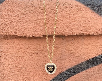 Designer Repurposed Button Pendant with 18in chain