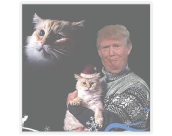 Lustig Donald Trump mit Katzen Kiss-Cut Aufkleber, Politische Vinyl-Aufkleber, Anti-Trumpf-Laptop-Dekor, Humorvoller Präsident Auto-Autoaufkleber